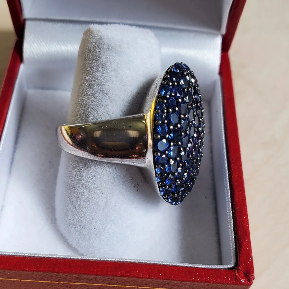Sterling Silver 925 Genuine Sapphire Face Ring.